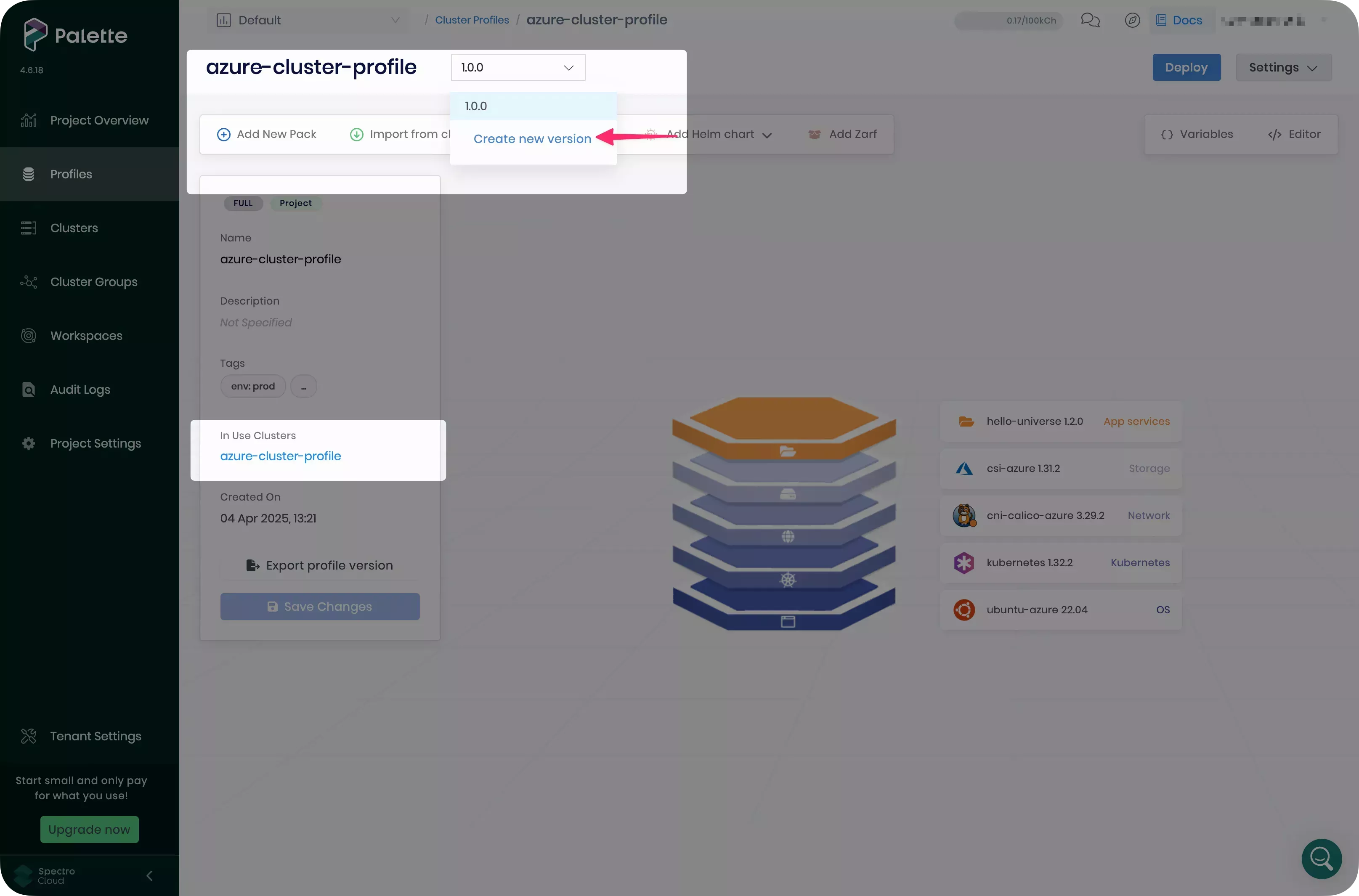 Image that shows the profile management screen